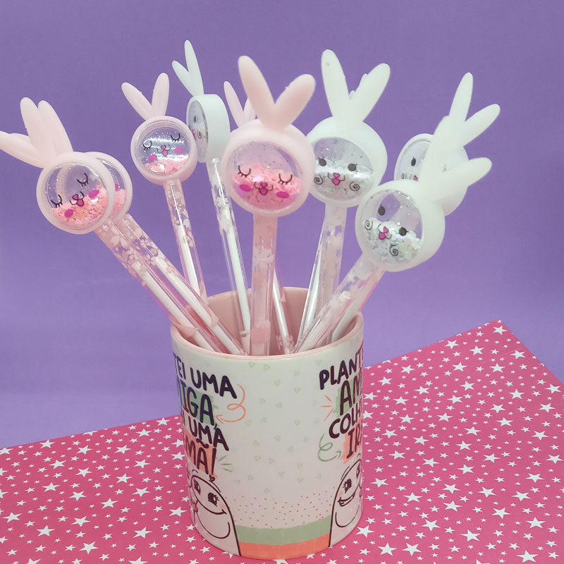 Caneta Coelhinho Lantejoulas