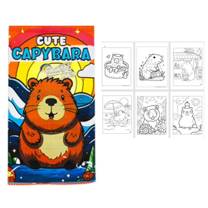 Pacote Card Surpresa para Colorir 4 Unidades Capivara
