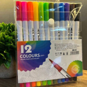 Caneta Ponta Dupla Fina e Brush 12 Cores