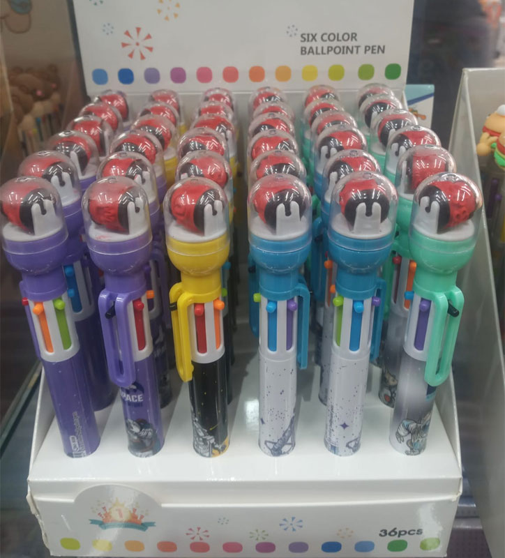 Caneta 6 Cores com Carimbo Roller