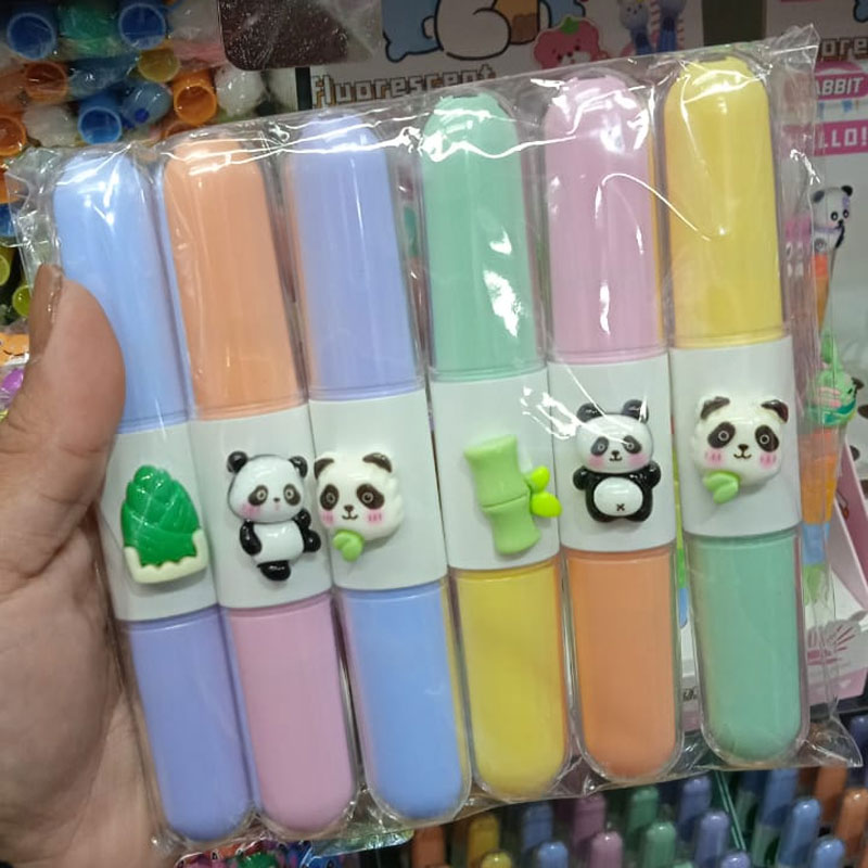 Kit 6 Marca Texto Duplo Pandinha