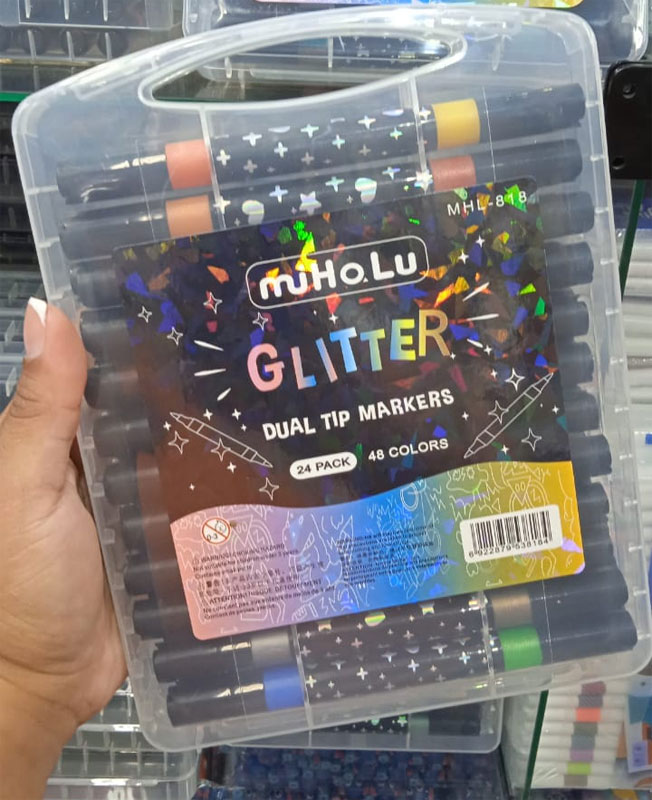Kit com 24 Canetas Glitter (48 Cores)