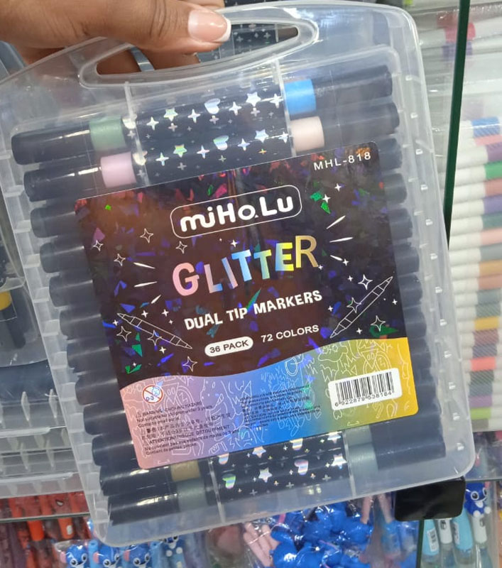 Kit com 36 Canetas Glitter (72 Cores)