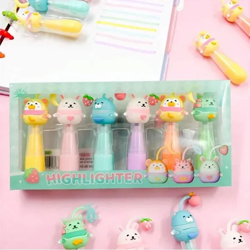 Kit 6 Marca Texto Bichinhos Cute