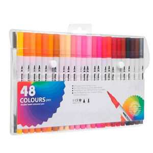 Caneta Ponta Dupla Fina e Brush 48 Cores