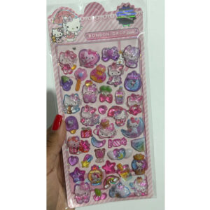 Cartela de Adesivos Alto Relevo Hello Kitty
