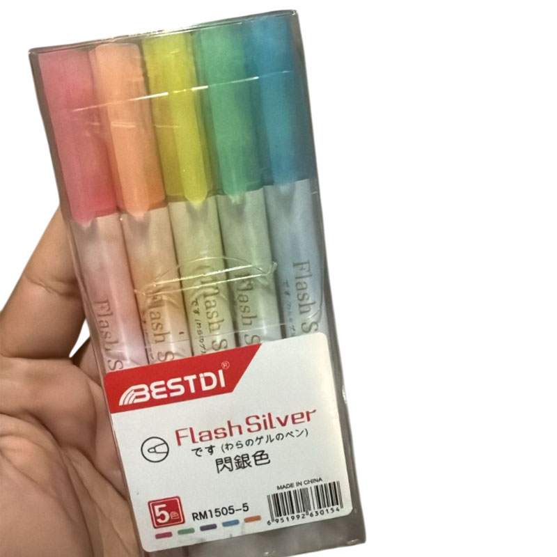 Kit 5 Marca Texto Glitter