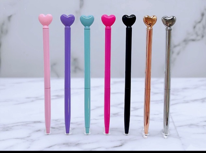 Caneta Luxo Coração Metal Colorido (Primeira Linha)
