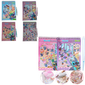 Caderno 8 Cenários e Adesivo Stitch