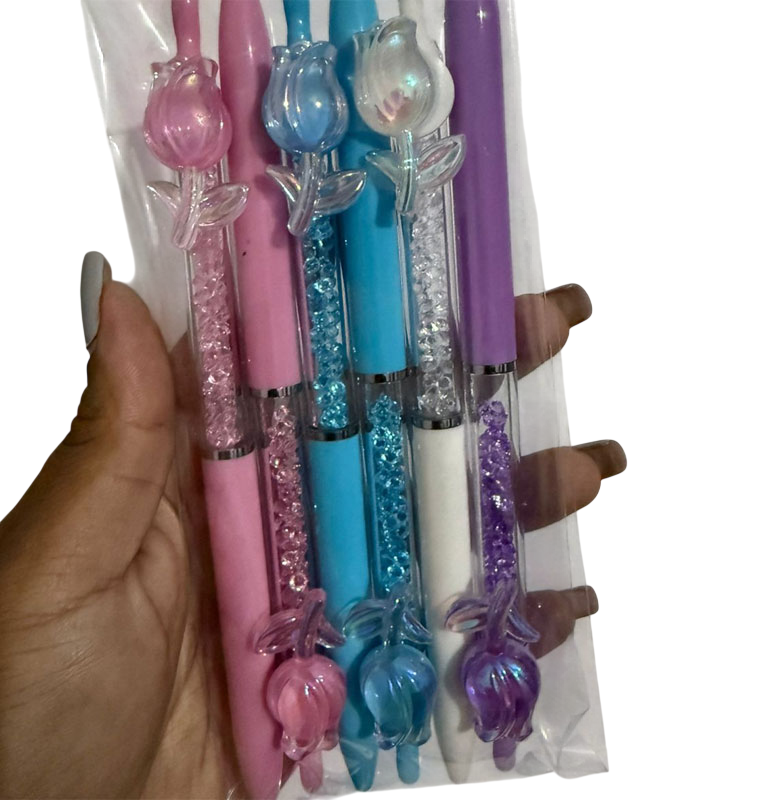 Caneta Luxo Flor Cristal