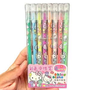 Kit 8 Caneta Gel Colorida Hello Kitty
