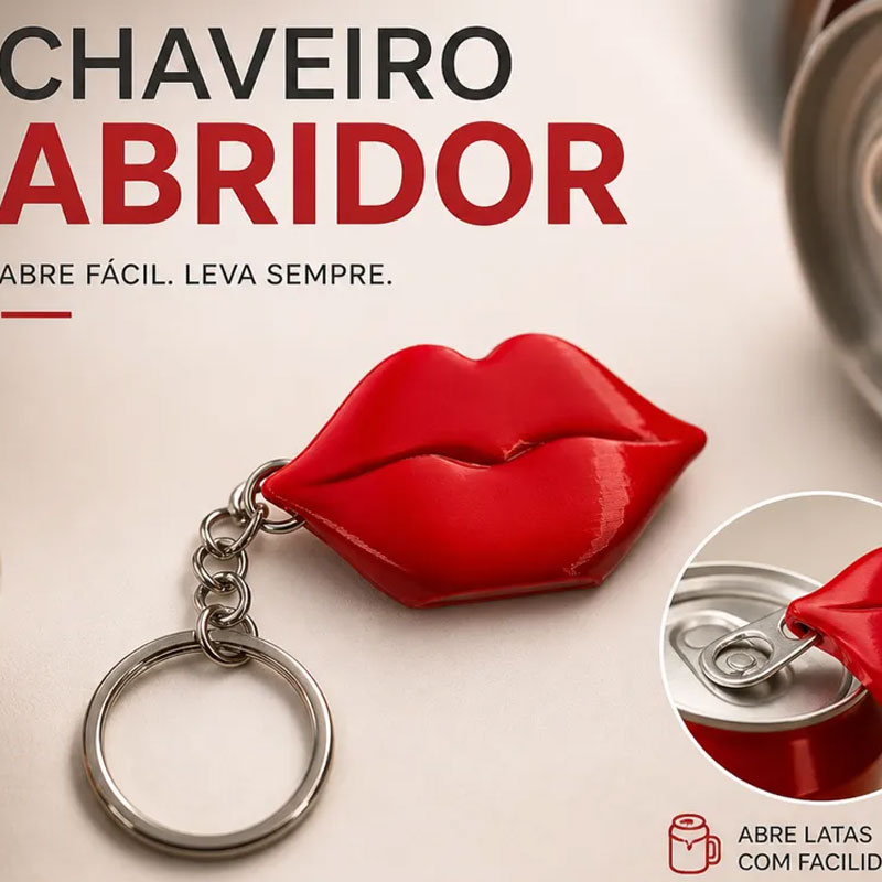 Chaveiro e Abridor de Lata Beijo