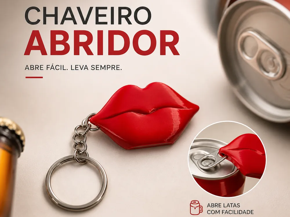 Chaveiro e Abridor de Lata Beijo