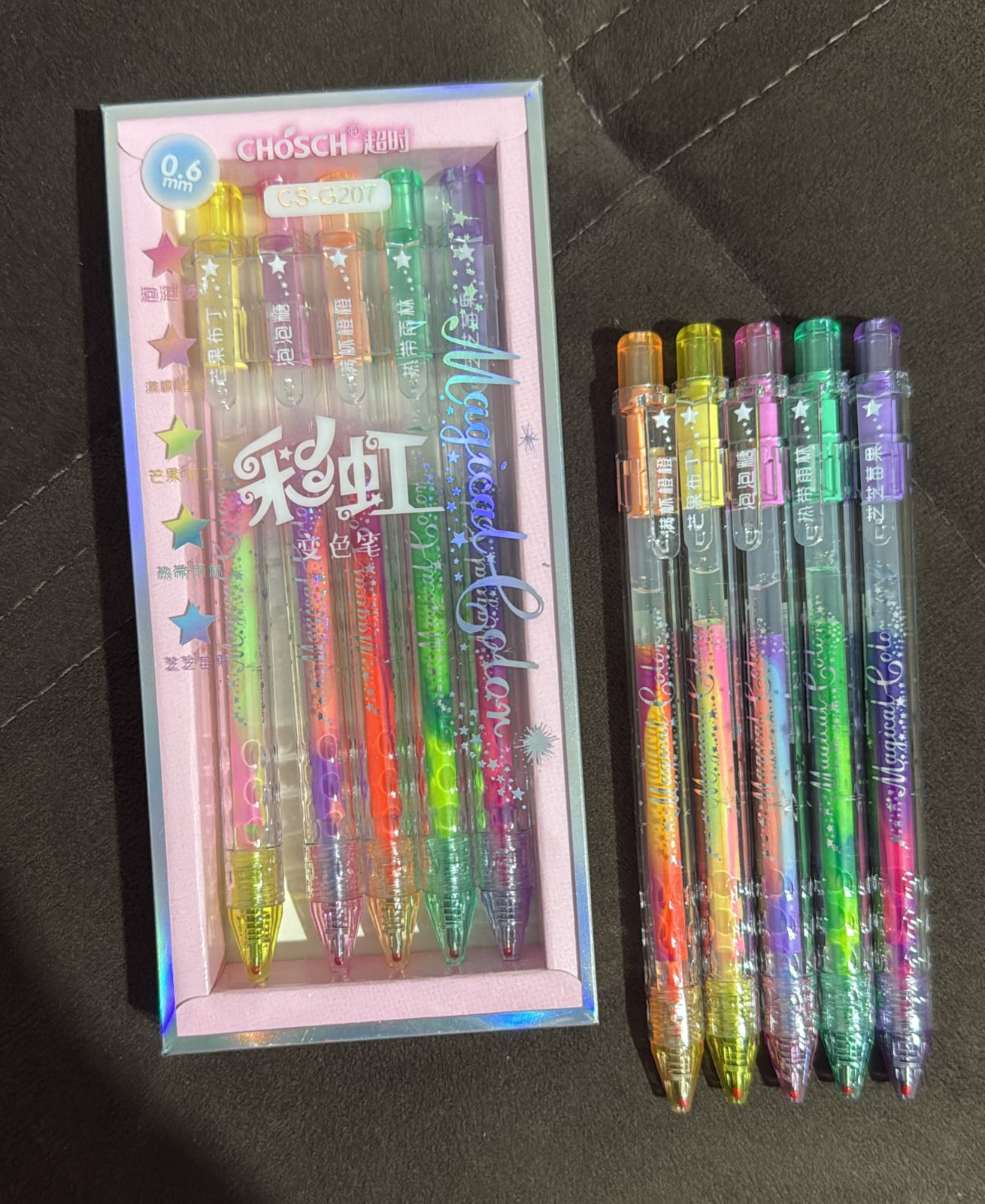 Kit 5 Caneta Magical Color Gel Rainbow