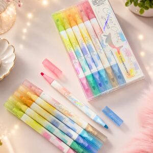 Kit 6 Marca Texto Glitter Ponta Dupla