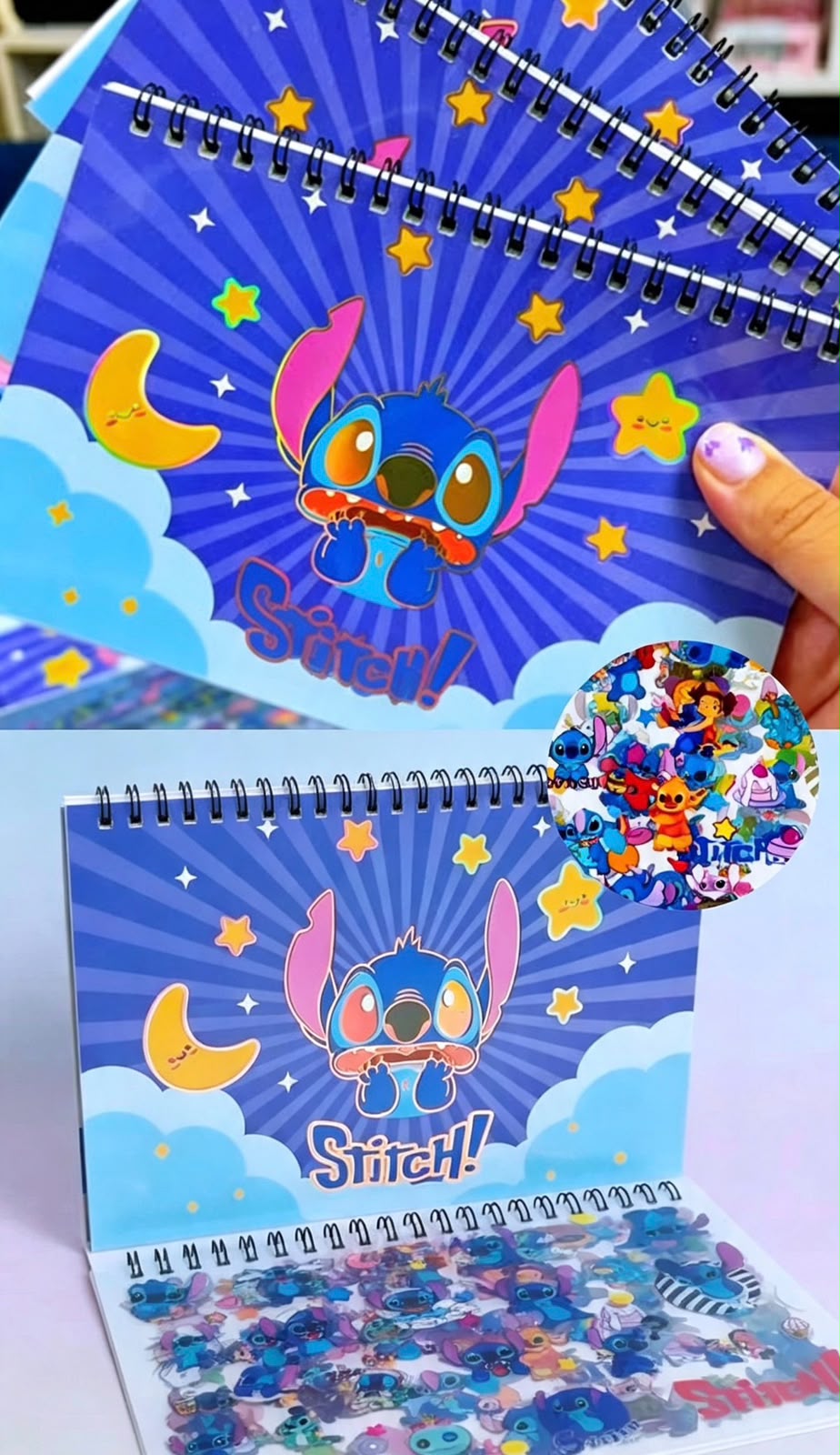 Caderno de Adesivos Stitch