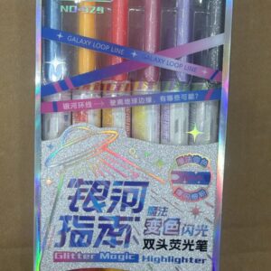 Kit 6 Marca Texto Glitter Magic Color Ponta Dupla