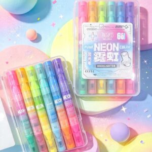 Kit 6 Marca Texto Neon Ponta Dupla