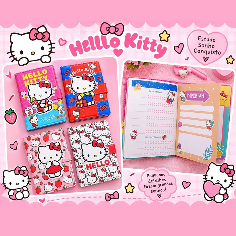 Caderno Agenda Hello Kitty (fecho magnético)