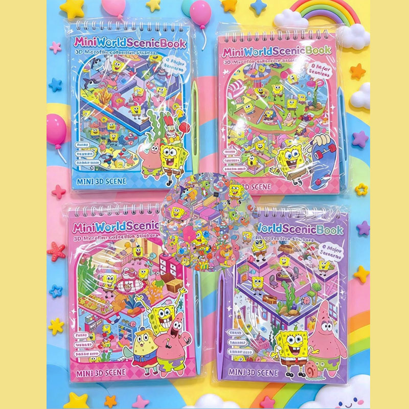 Livro de Cenários 3D com Adesivos Bob Esponja