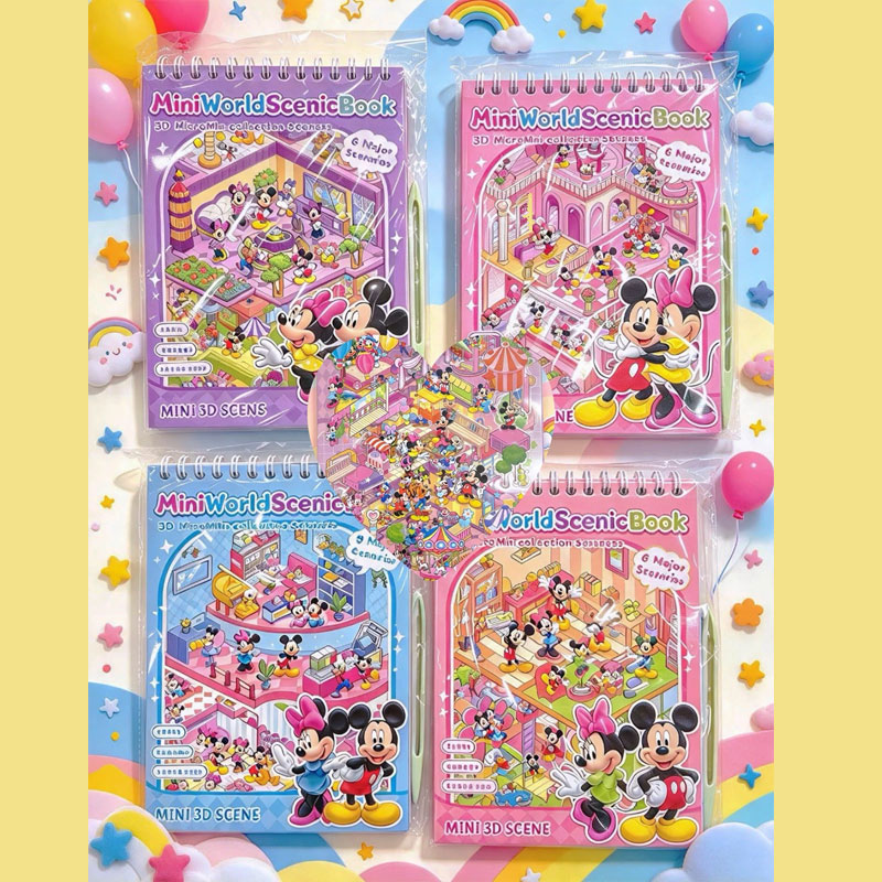 Livro de Cenários 3D com Adesivos Mickey e Minnie